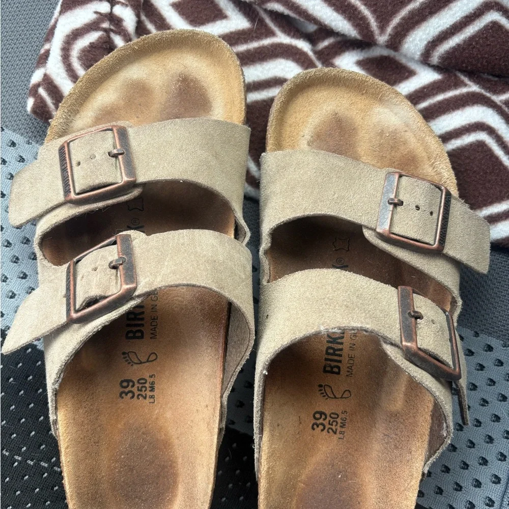 Birkenstock Taupe Suede Two-Strap Sandals - 39 - Picture 3 of 6